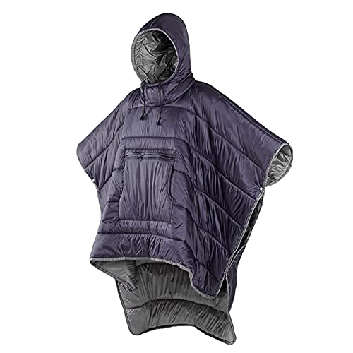 Wearable Cloak for Adults - All-Season Cotton Sleeping Bag for Outdoor Camping, Hiking & Travel - Cold-Proof Portable Quilt (Gray) - Perfect for Backpacking, Picnics & Cozy Home Lounging