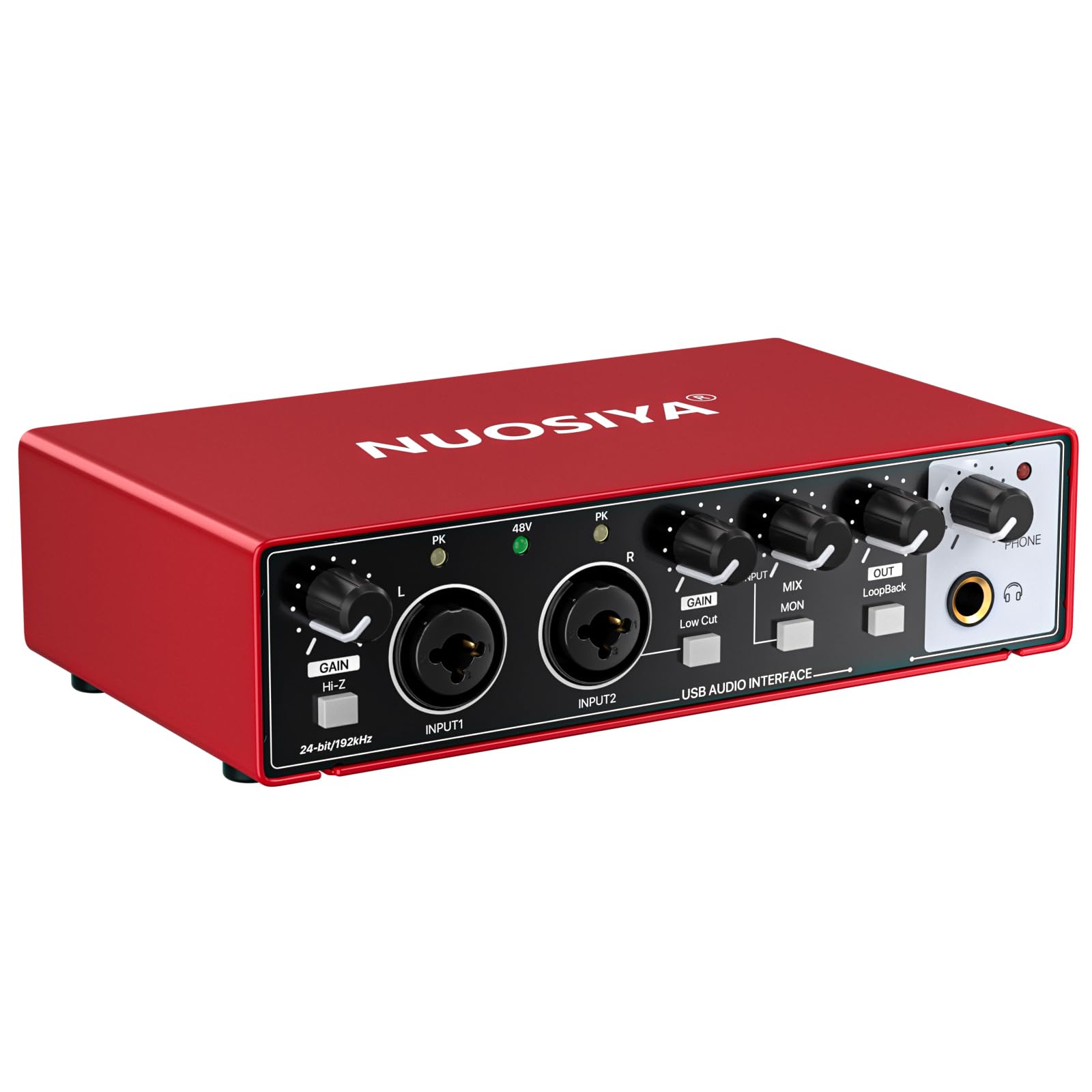 Professional USB Audio Interface for PC & Mac - 2x2 Guitar Recording Interface with 24Bit/192kHz, 48V Phantom Power | Perfect for Music Production, Podcasting, Live Streaming & Home Studio Recording