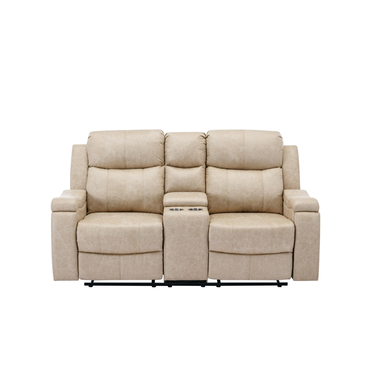 Bradford Reclining Console Loveseat - Modern Reclining Sofa with Cup Holders & USB Ports for Living Room, Home Theater & Game Room Relaxation