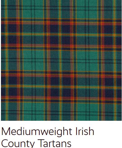 Authentic Mediumweight Irish County Tartan Fabric - Perfect for Kilts, Scarves, and Traditional Celtic Clothing | Premium Quality Wool Blend for Comfort and Durability