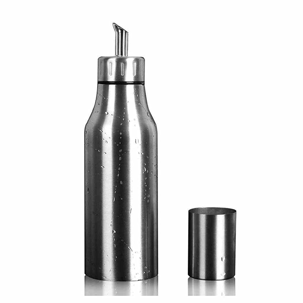 500ml/750ml/1000ml Stainless Steel Olive Oil Bottle - Leakproof Kitchen Oil Dispenser for Olive Oil, Vinegar & Soy Sauce - Perfect for Cooking, Salad Dressing & Baking (Medium Size)