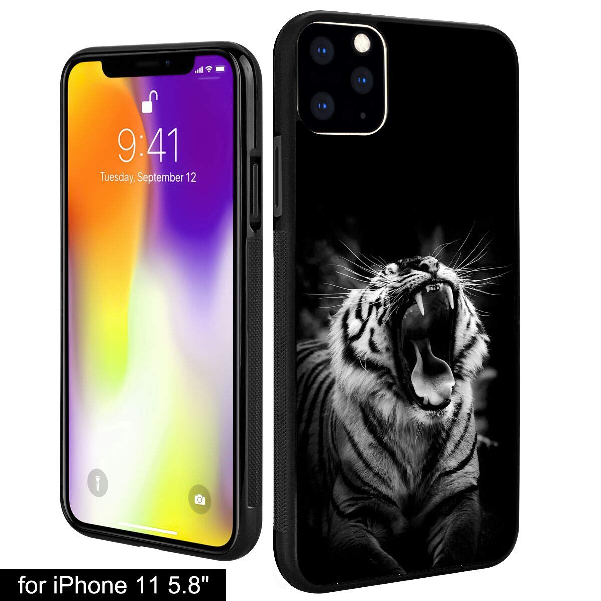 Premium Tiger Pattern iPhone 11 Case - Shockproof Hard PC Shell with Soft TPU Bumper | Durable Black Protective Cover for iPhone 11 | Perfect for Outdoor Adventures & Daily Use