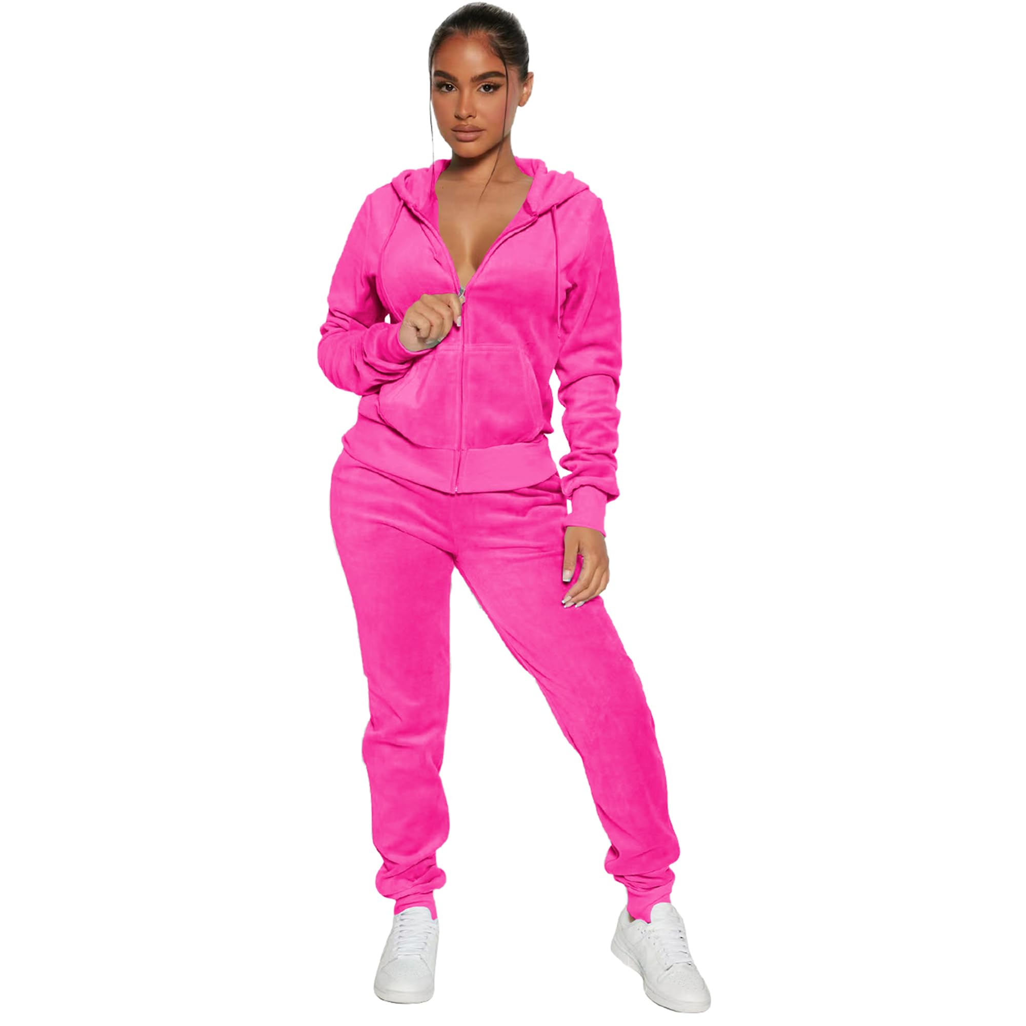 Yidengymx Women's 2-Piece Velour Tracksuit Set - Soft Velvet Hooded Lounge Outfit for Women | Cozy Home Wear, Casual Street Style & Gym Jogging Suit