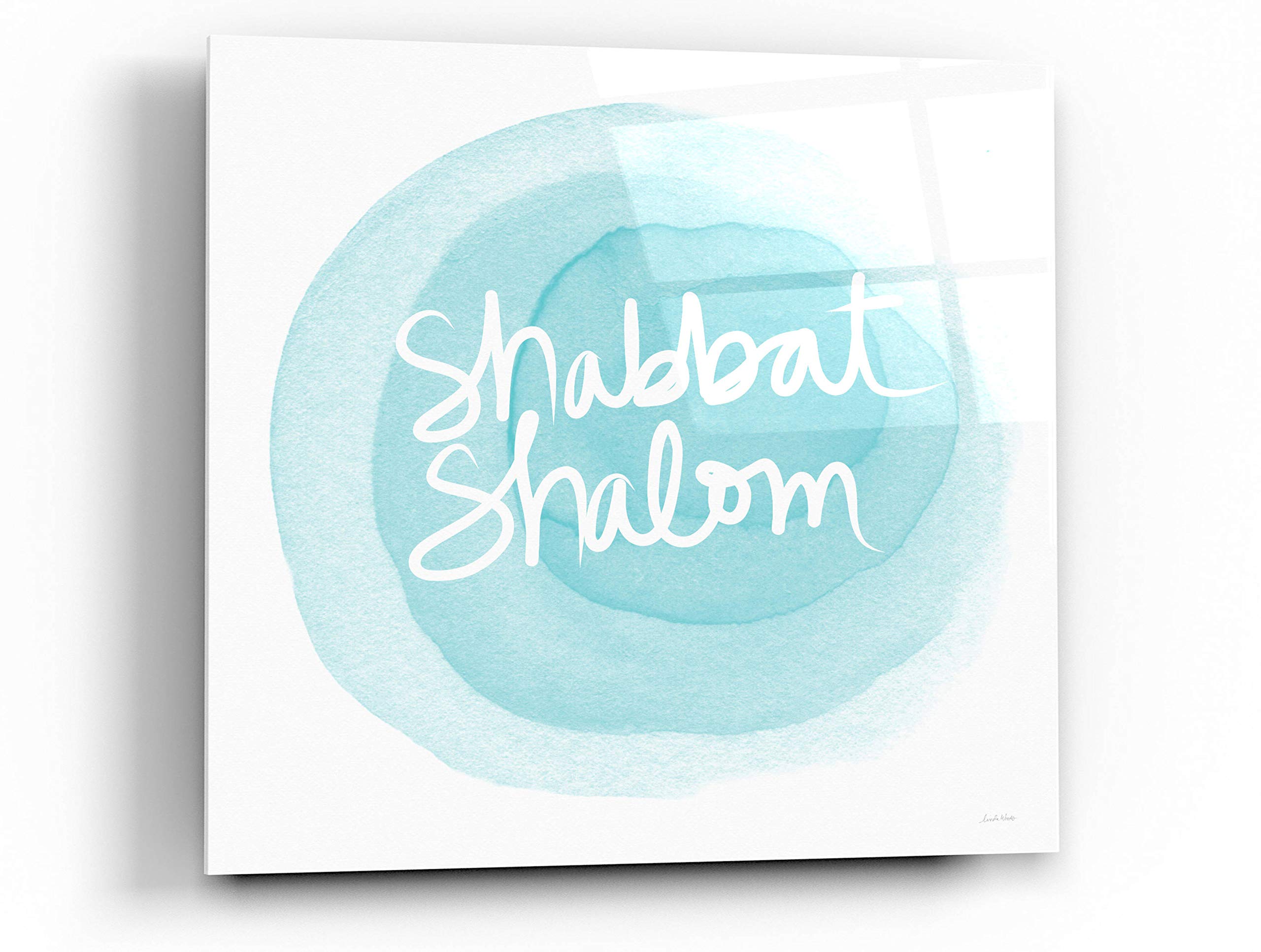 Shabbat Shalom Blue Acrylic Glass Wall Art by Linda Woods - 36x36 Inches Jewish Home Decor for Living Room, Synagogue & Holiday Celebrations