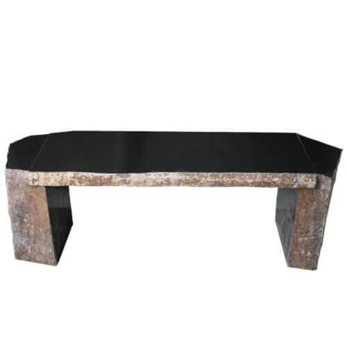 Anjon 52 Recessed Basalt Bench - Modern Outdoor Stone Seating for Patio, Garden & Landscape Design