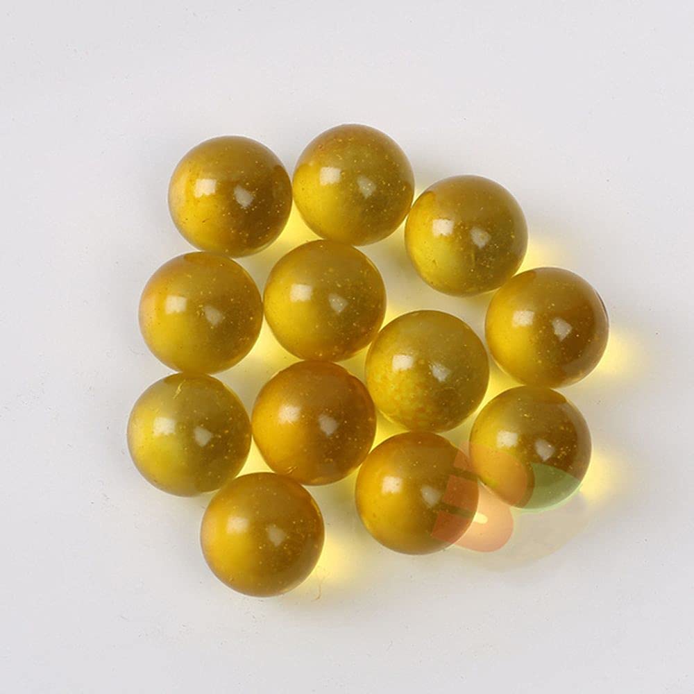 90pcs Yellow Glass Marbles for Fish Tank Decor, Kids Games & Party Favors - Transparent Decorative Balls for Aquariums, Sensory Play & DIY Crafts