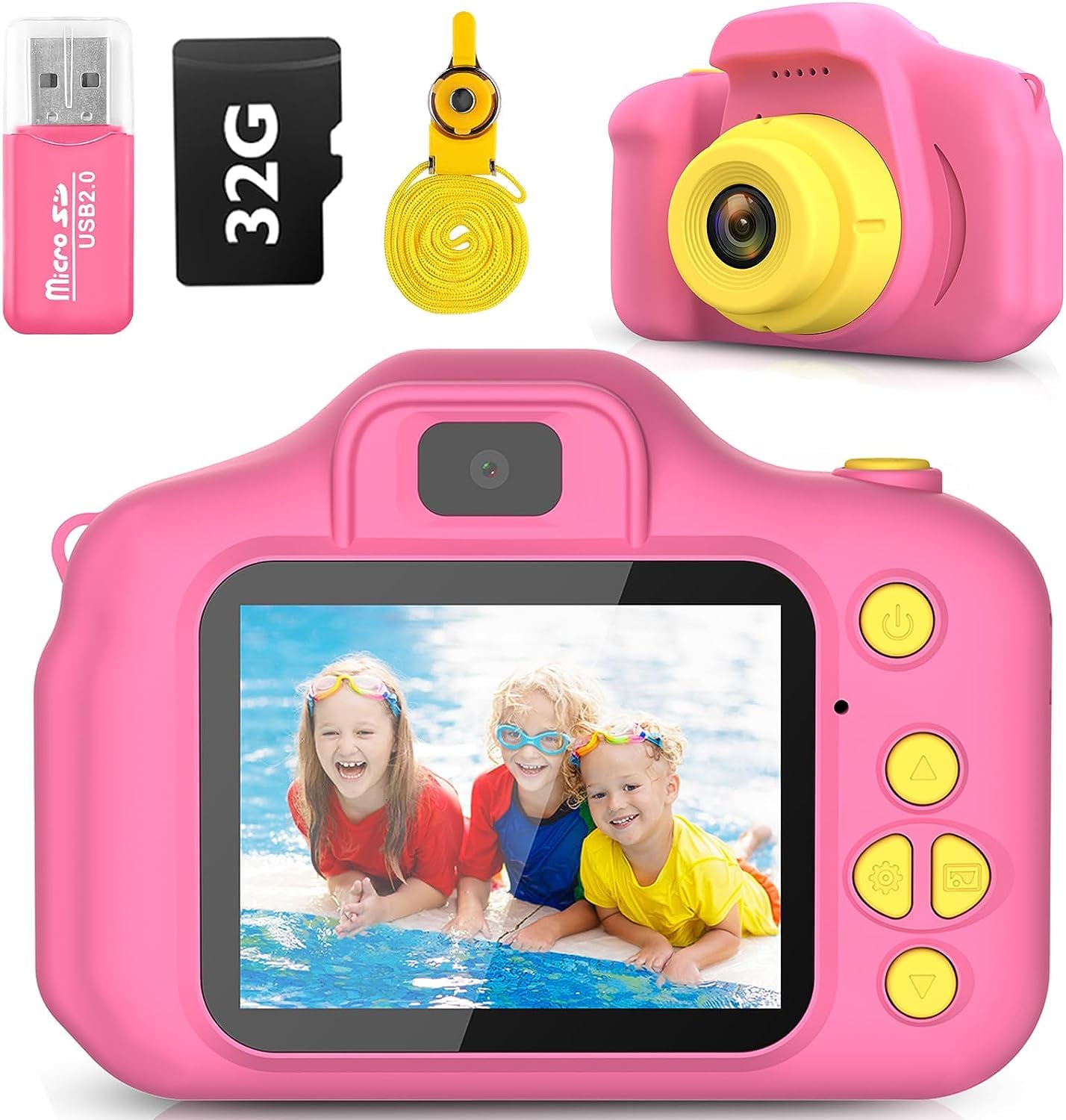 Kids Digital Camera - HD Video Camera for Girls Ages 3-9 | 32GB Memory | Perfect Christmas & Birthday Gift for Toddlers 3-8 Years Old | Portable Toy for Travel, Outdoor Play & Creative Learning