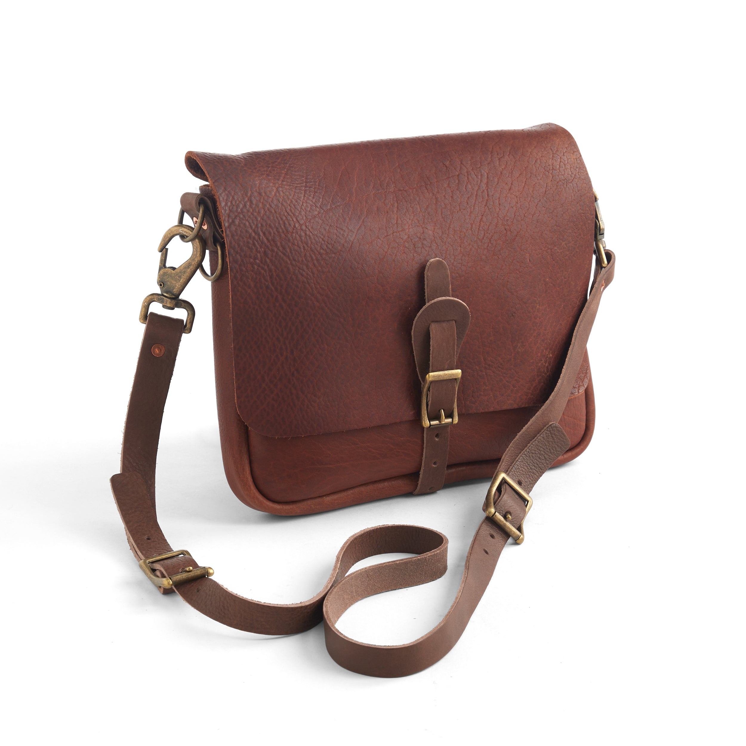 Bison Leather Messenger Bag for Men & Women - Durable & Stylish Crossbody Shoulder Bag for Work, Travel & Daily Use
