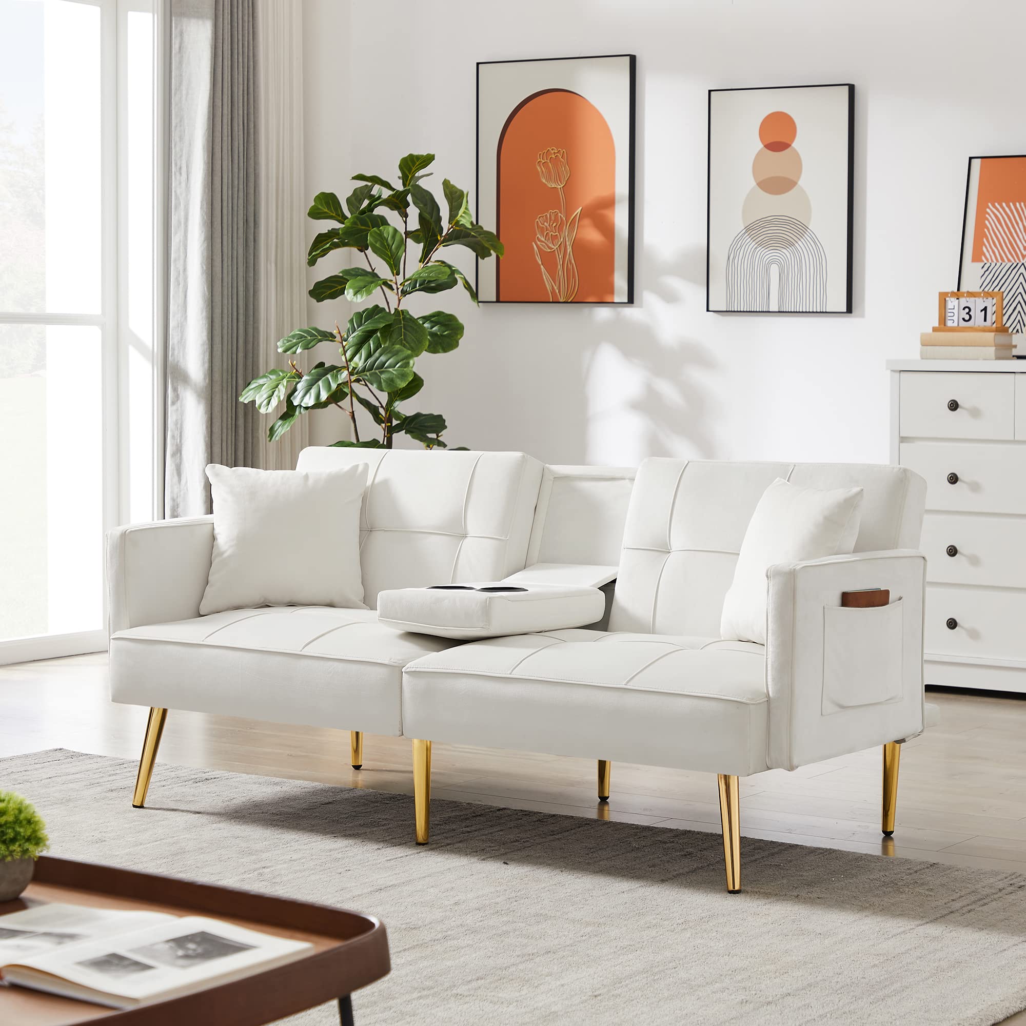 Convertible Velvet Sofa Bed Recliner - 69
