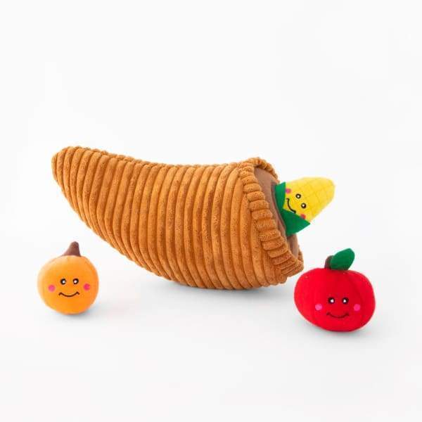 ZippyPaws Burrow Cornucopia Hide & Seek Plush Dog Toy - Interactive Squeaky Pet Toy for Small & Medium Dogs - Perfect for Indoor Play, Training & Bonding Time