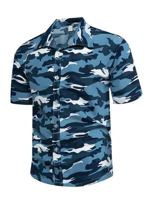 Men's Camouflage Short Sleeve Shirt - Outdoor Hunting & Tactical Wear - Perfect for Camping, Hiking & Military Style Fashion