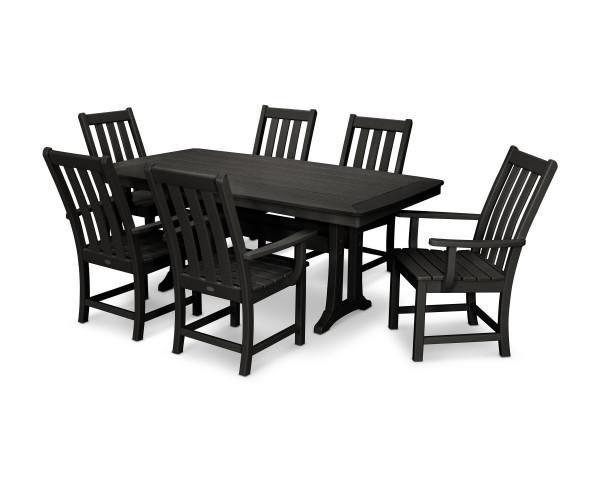 Polywood Black Vineyard 7-Piece Outdoor Dining Set - Patio Furniture for Garden, Backyard, Poolside & Restaurant Use