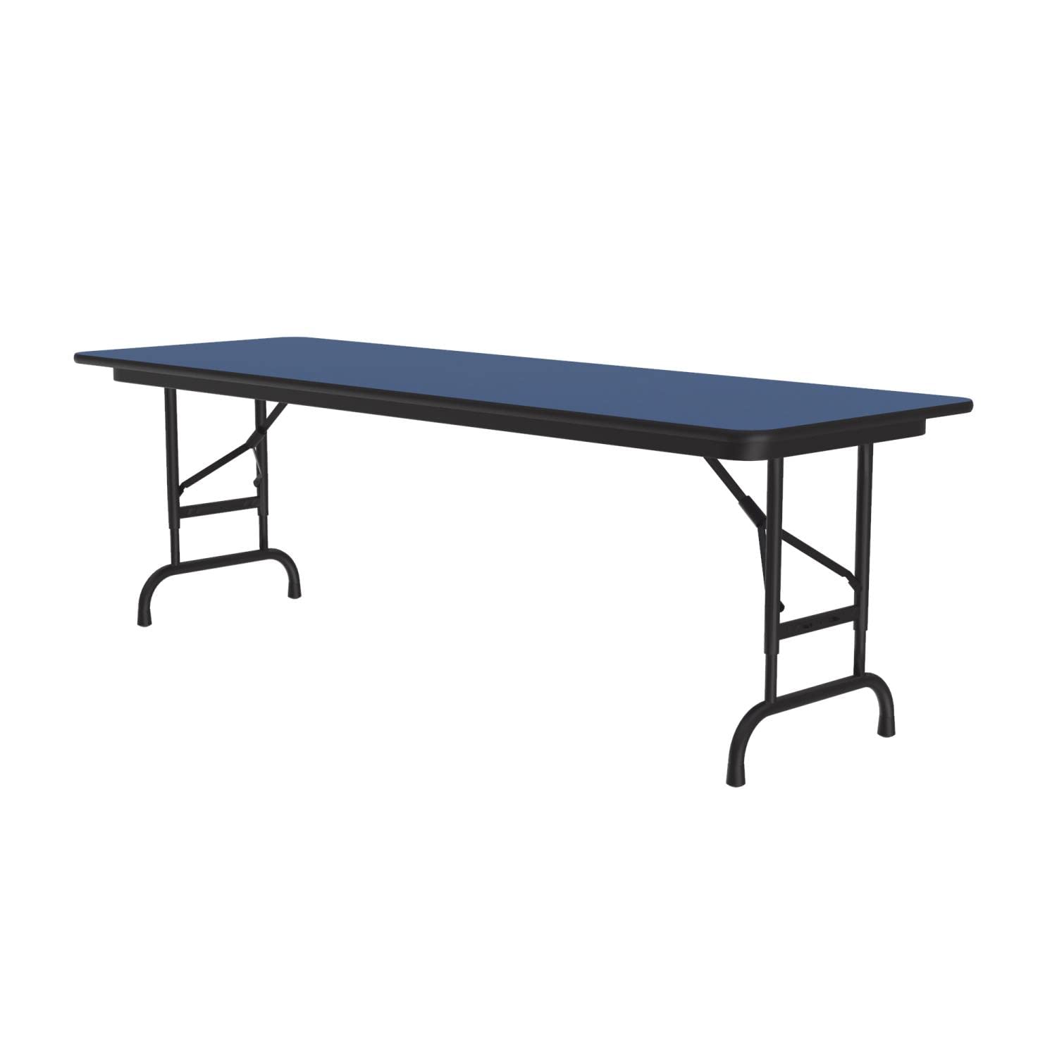 Adjustable Height Folding Table 24x72 Inches - Portable Blue Work Desk for Office, Camping, Events & Home Use