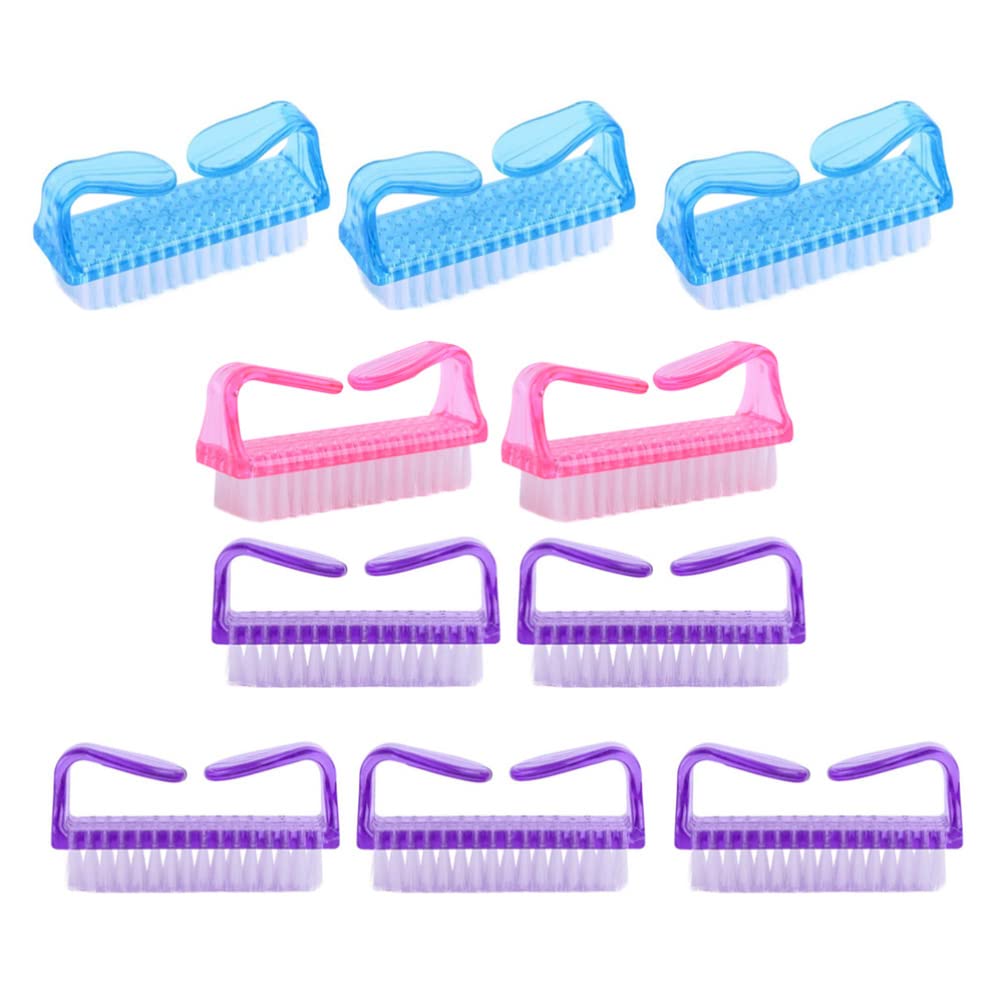 KALLORY 10-Piece Nail Scrub Brush Set - Durable Handle Grip Toe & Fingernail Cleaner for Pedicure & Manicure - Perfect for Salon, Spa & Home Nail Care