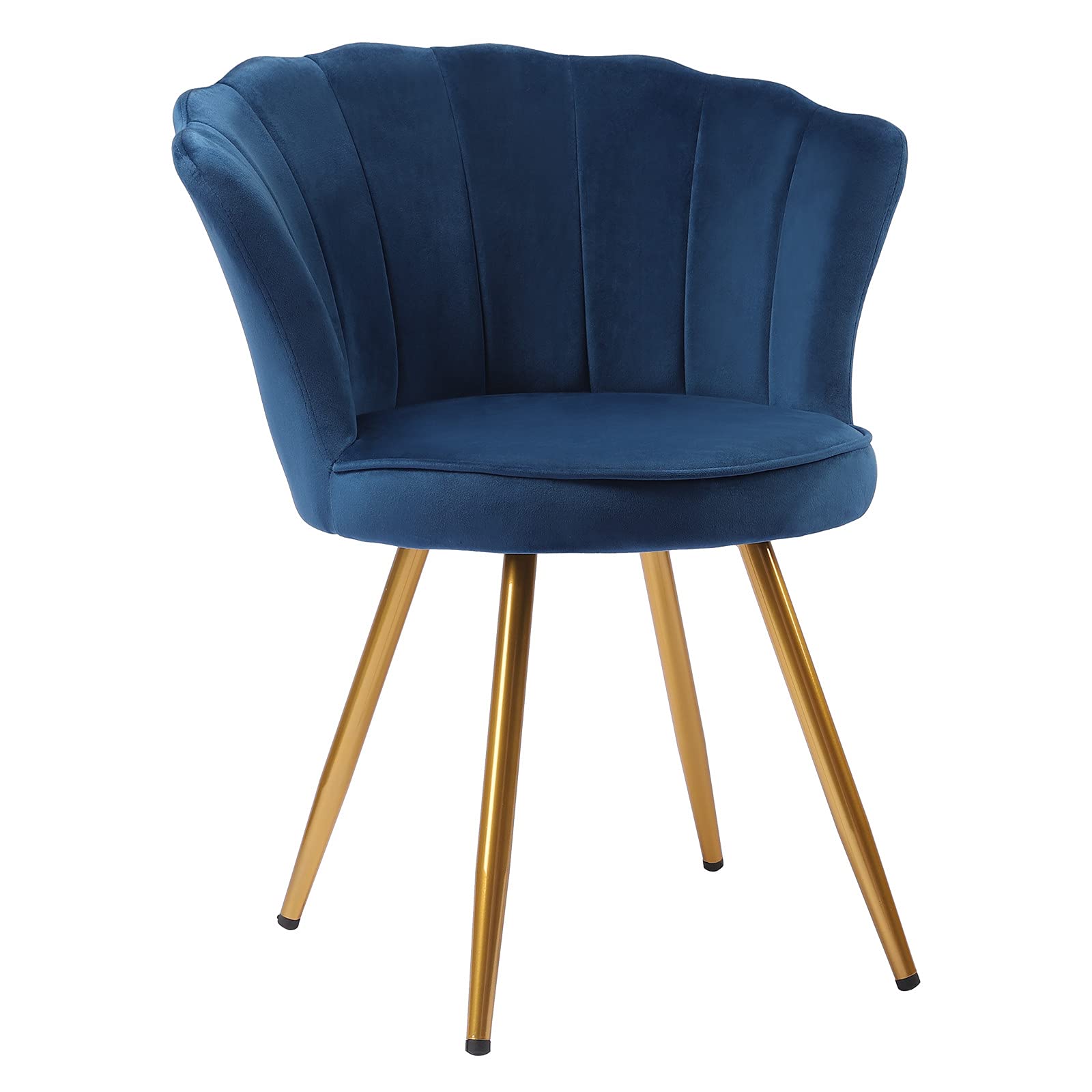 Modern Velvet Accent Chair with Golden Metal Legs - Mid Century Upholstered Shell Chair for Living Room, Bedroom & Vanity | Blue Velvet Lounge Chair for Guest Seating & Dresser Areas | Perfect for Home Decor, Reading Nook & Relaxation Spaces
