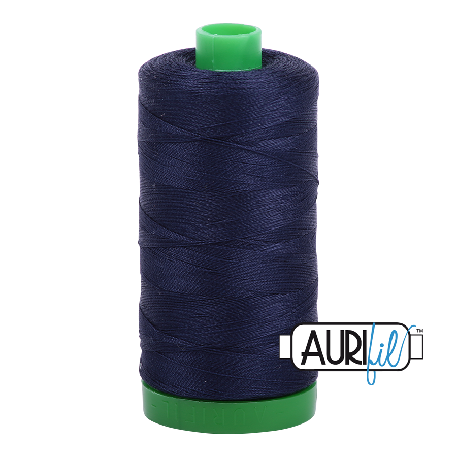 Aurifil 40wt Cotton Thread - Very Dark Navy Blue for Quilting, Sewing & Embroidery | High-Quality Machine & Hand Stitching