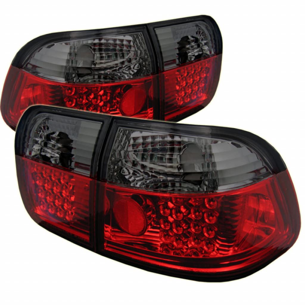 Honda Civic 4Dr 96-98 LED Tail Lights Pair - Red Smoke Lens - Direct Fit Replacement - Enhances Night Visibility & Style - Perfect for Custom Car Upgrades & Night Driving Safety