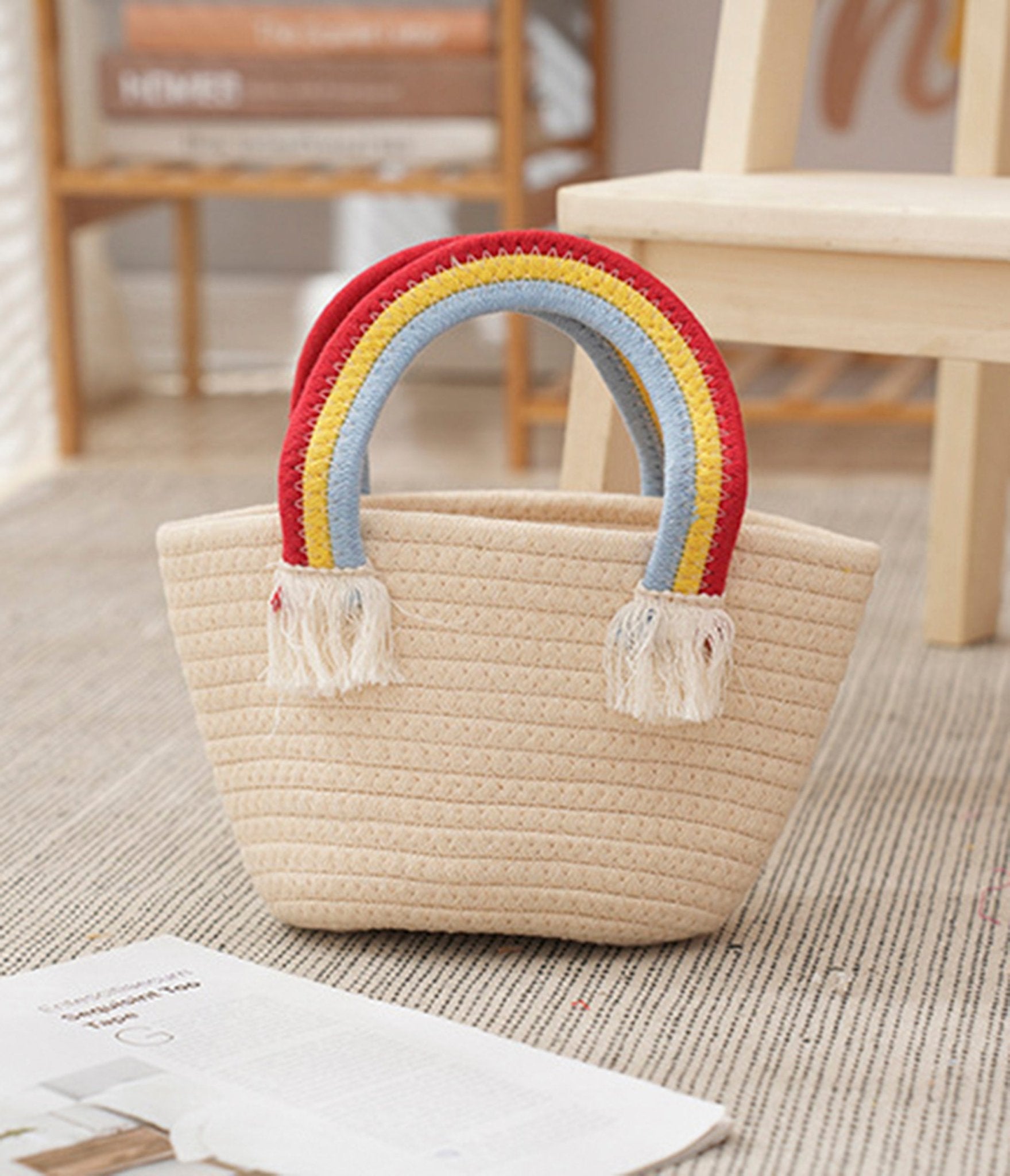 Colorful Rainbow Woven Crossbody Handbag for Women - Fashionable Boho Chic Purse for Everyday Use, Travel & Beach Outings