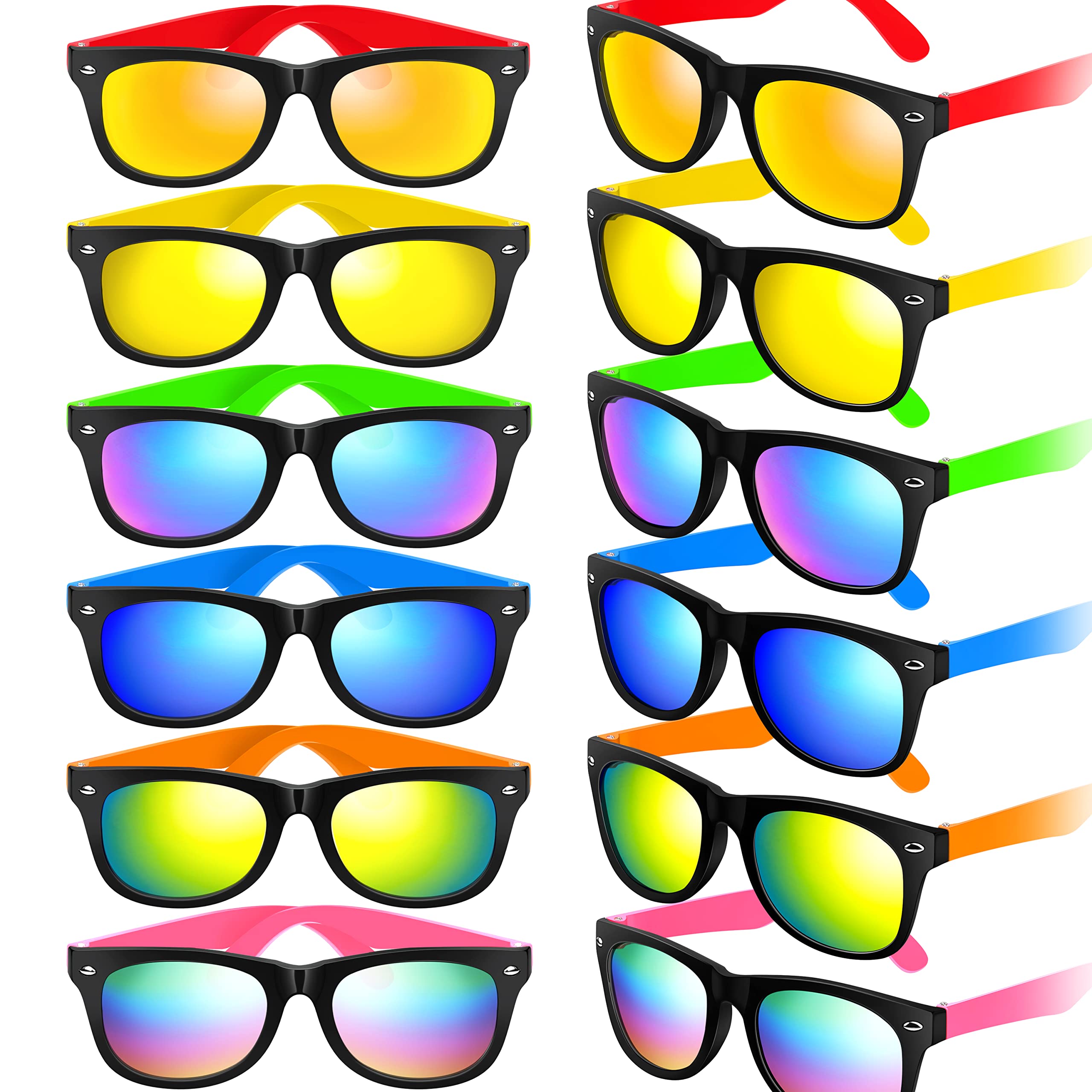 GINMIC 12 Pack Kids Sunglasses Bulk - UV Protection Sunglasses for Boys & Girls - Perfect for Pool Party, Summer Activities, Birthday Party Favors & Goody Bag Stuffers - Great Gift for Kids Outdoor Play & Beach Vacations