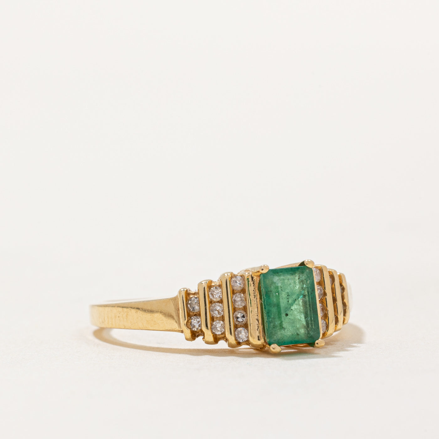 Emerald and Diamond Ring - 0.46ct Emerald with 0.10ctw Diamond Accents - Size 8.75 - Elegant Jewelry for Weddings, Anniversaries & Special Occasions