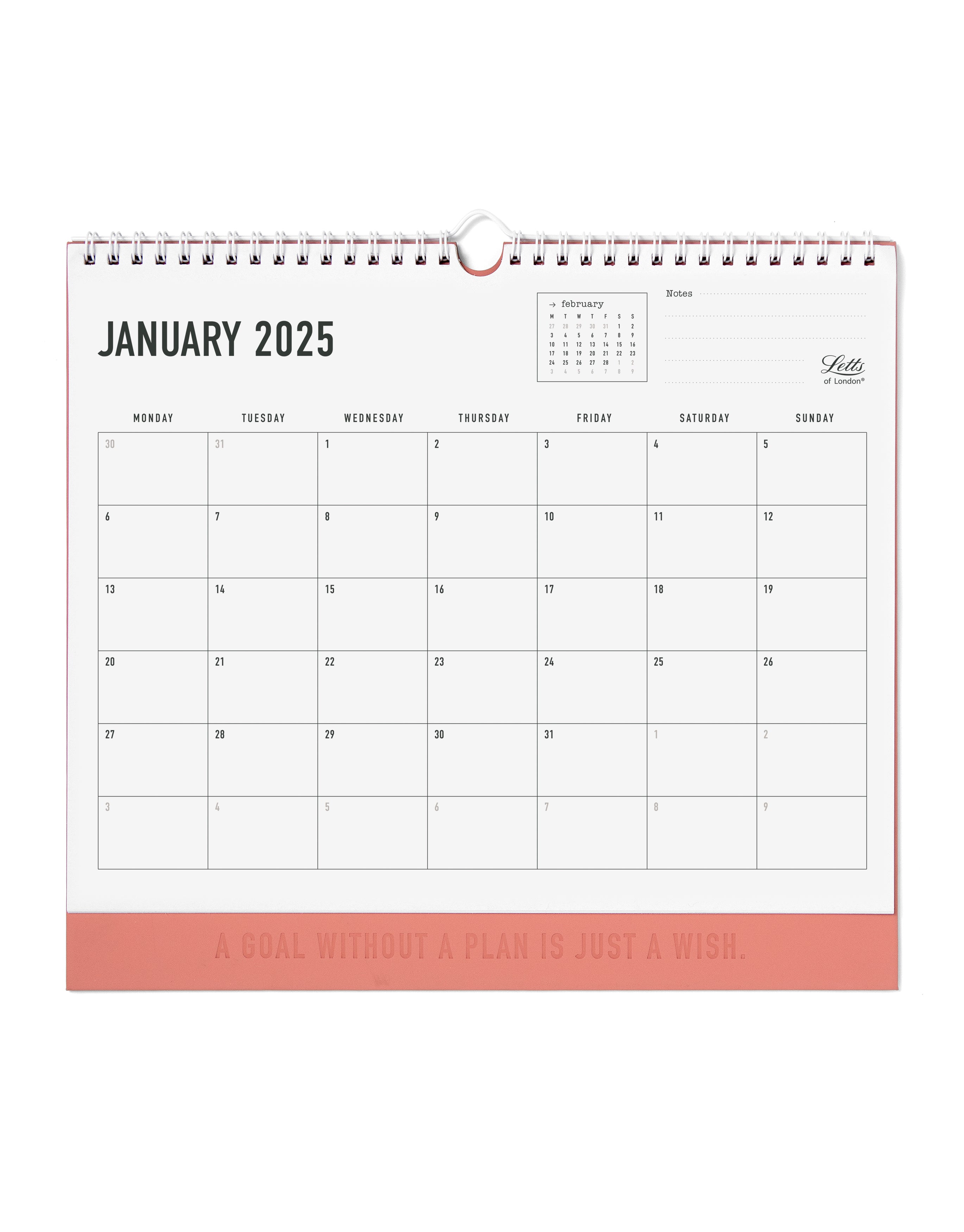 2025 Letts of London Eco-Friendly Conscious Wall Calendar - 12 Months, 300mm x 270mm Clay Design - Perfect for Home, Office & Sustainable Lifestyle Planning