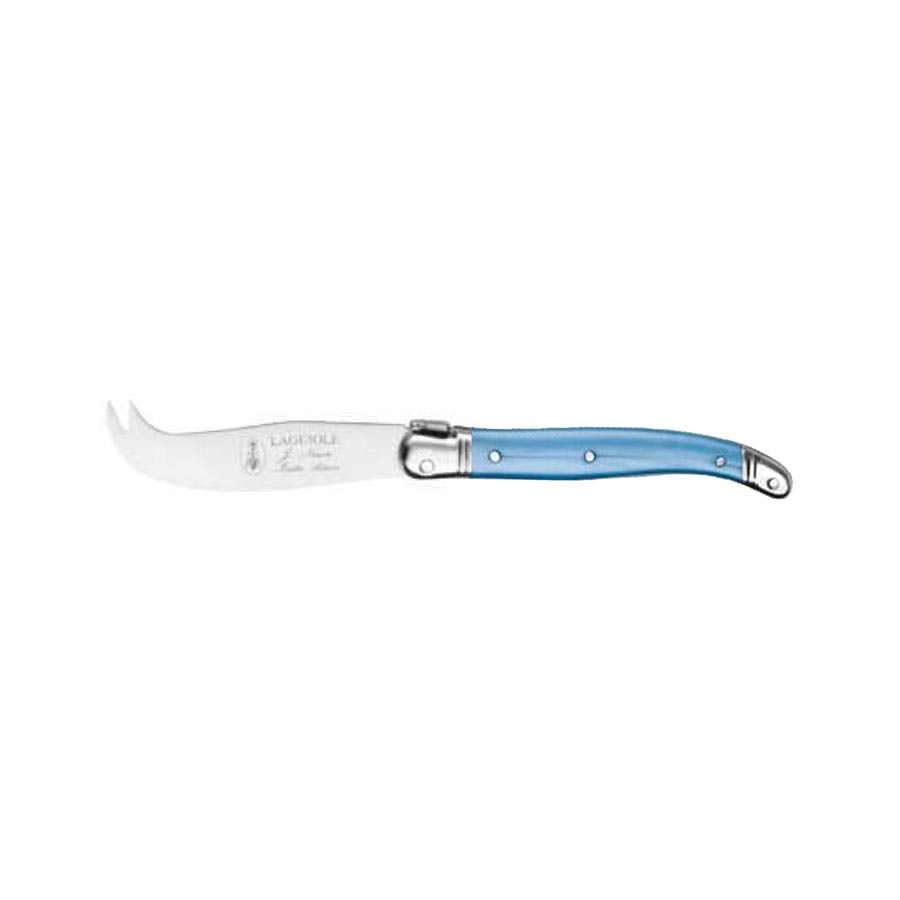 Laguiole Jean Neron Mini Fork Tipped Cheese Knife - Blue Stainless Steel Blade - Perfect for Cheese Plates, Charcuterie Boards & Wine Pairings