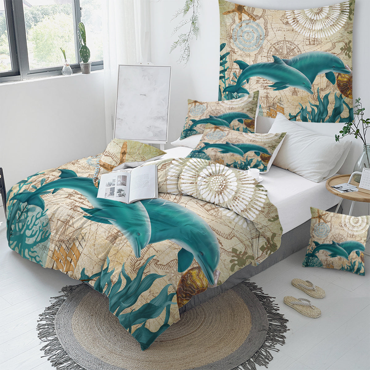 Dolphin Love Duvet Cover Set - Soft & Breathable Bedding with Ocean Theme - Perfect for Kids' Rooms, Beach House Decor, and Marine Lover Gifts