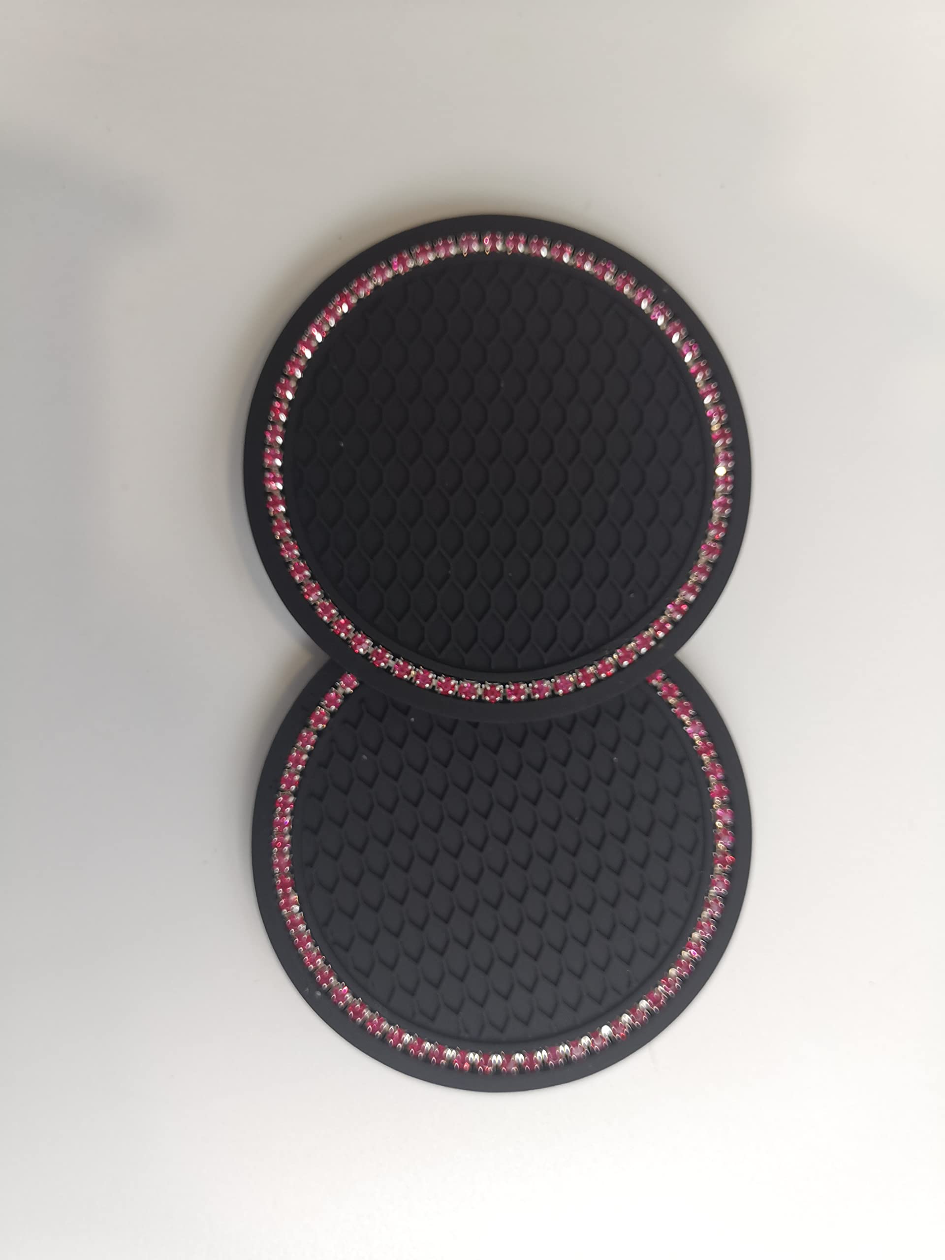 Non-Slip Silicone Car Cup Holder Coasters - 2.76 Inch Diamond Design Fits Most Vehicles (2-Pack, Pink) | Perfect for Coffee, Drinks & Car Interior Decor