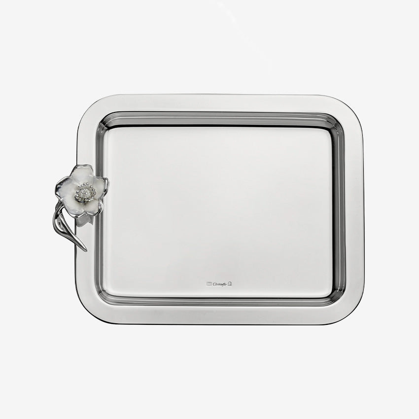 Christofle Anemone Belle Époque Silver Plated Serving Tray - Elegant Tableware for Dining, Wedding & Home Decor
