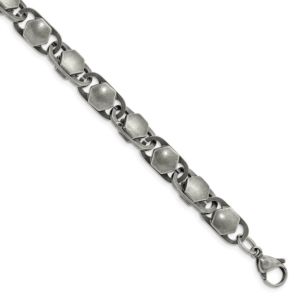 The Black Bow Men's 8.5mm Stainless Steel Antiqued Fancy Cable Chain Necklace, 24 Inch - Perfect for Casual, Formal, and Gift Occasions