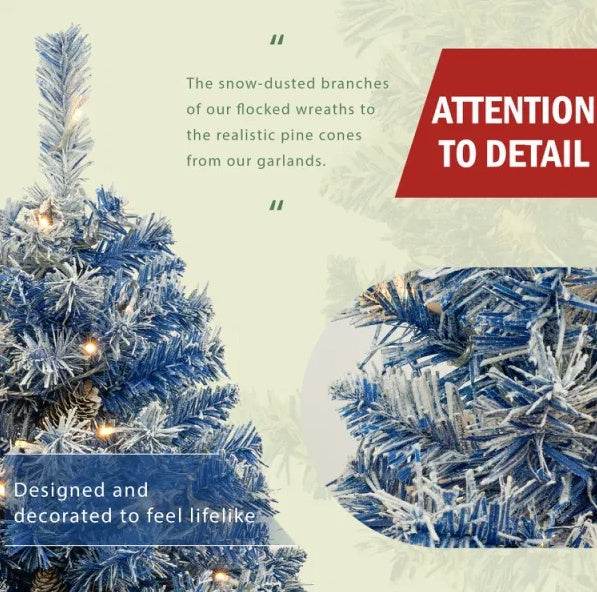 4ft Pre-Lit Artificial Christmas Tree - Flocked Pine with Warm White LED Lights for Home, Office & Holiday Decor