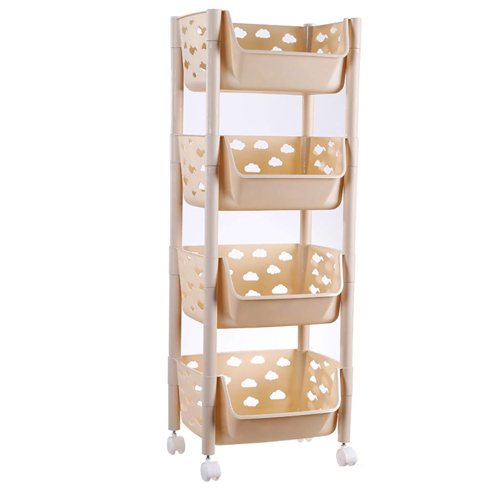 Sturdy Plastic Storage Basket with Wheels - Multi-Tier Floor-to-Ceiling Kitchen Organizer for Home & Pantry Storage | Perfect for Small Spaces, Bathroom & Closet Organization