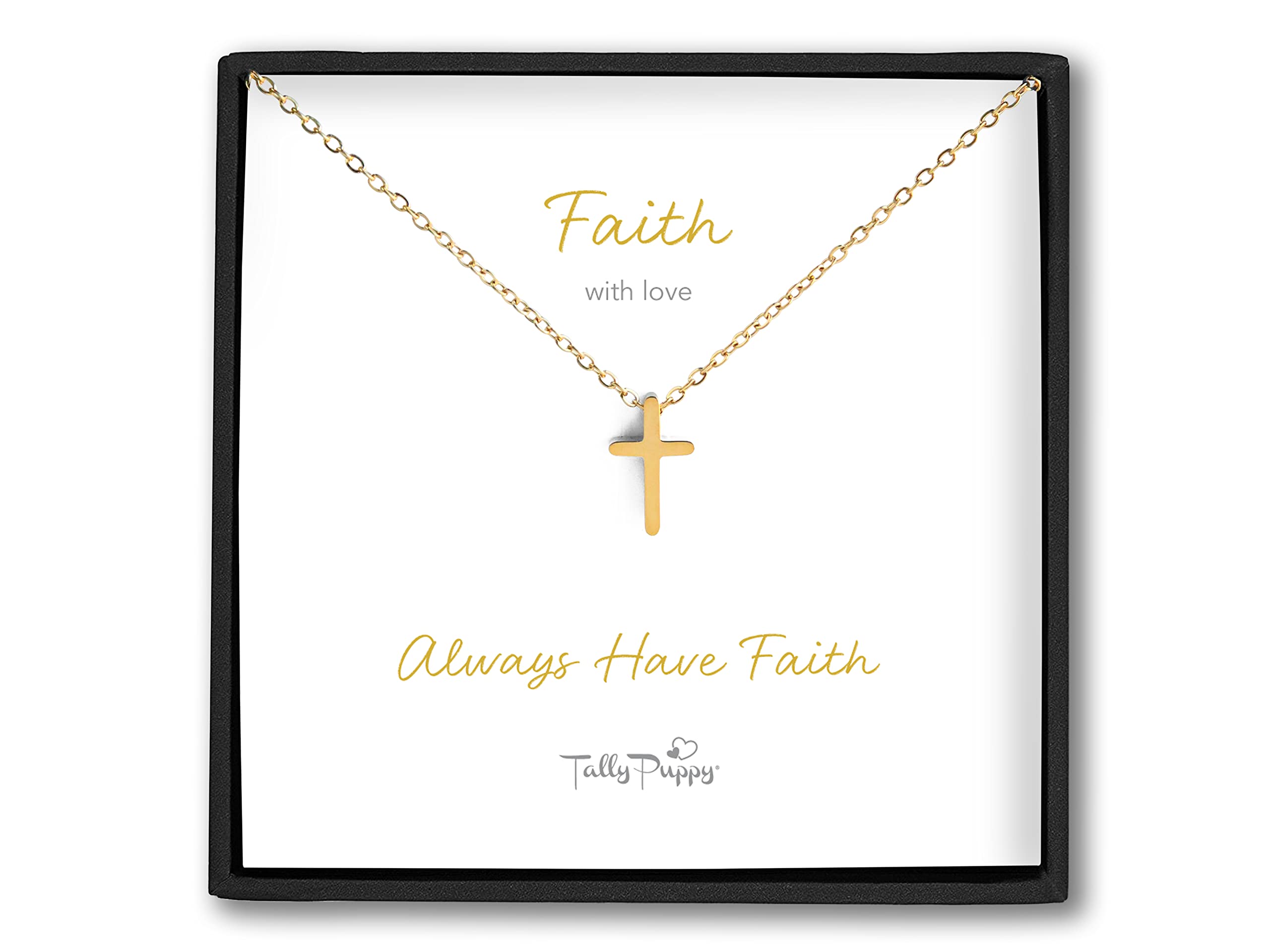 Tally Puppy Cross Necklace for Women & Girls - Dainty Stainless Steel Christian Jewelry - Perfect for Baptism, First Communion, Confirmation Gifts - Faith-Based Necklace for Catholic & Christian Women - Ideal for Church, Daily Wear & Special Occasions
