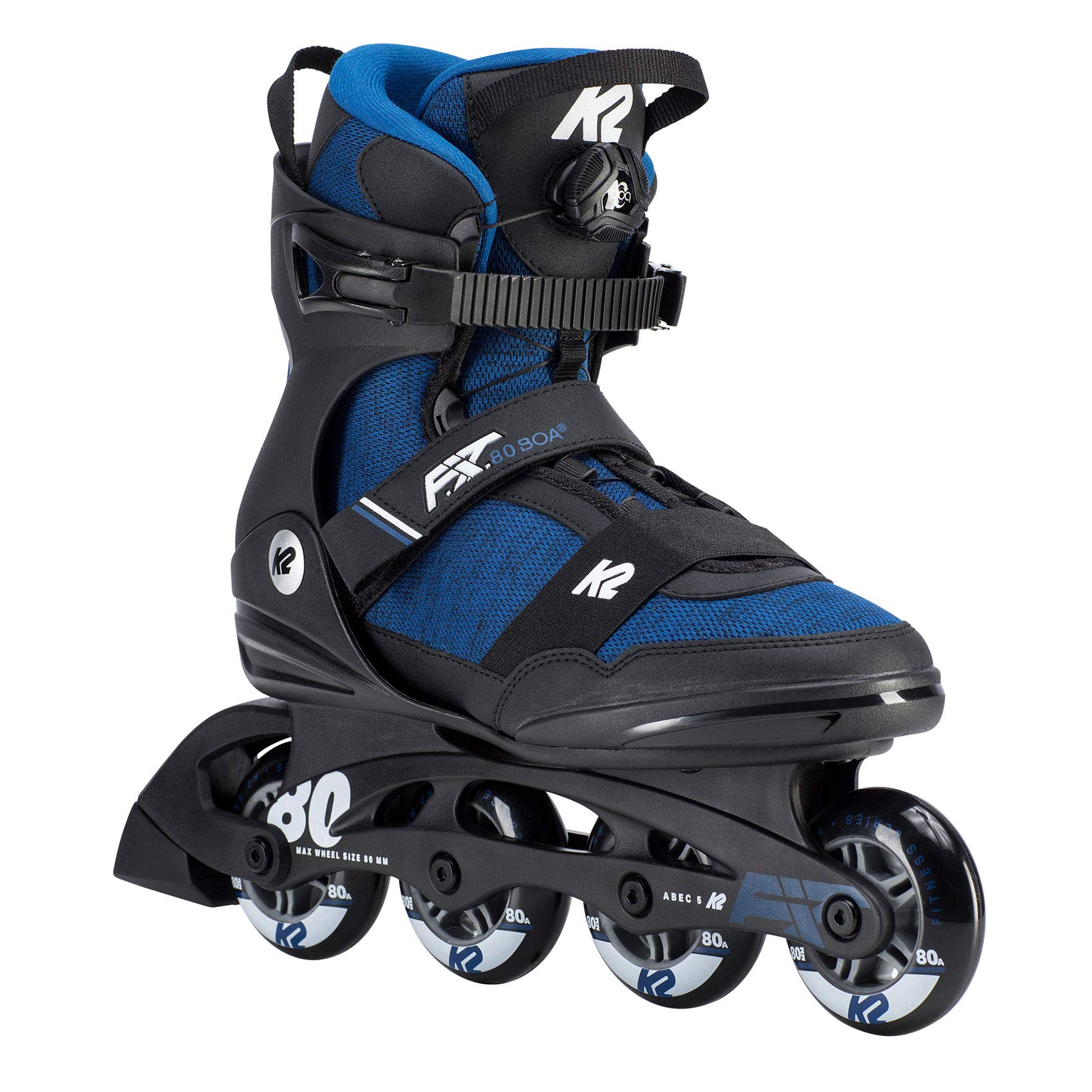 K2 F.I.T. 80 BOA Inline Skates for Men & Women - Adjustable Sizing with BOA Closure System - Perfect for Fitness Skating, Outdoor Rollerblading & Urban Commuting