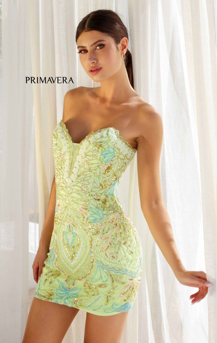 Vintage Style Strapless Beaded Dress - Primavera 4243 - Perfect for Evening Parties, Weddings & Special Occasions