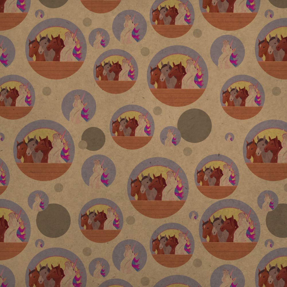 Premium Unicorn & Horse Stable Kraft Gift Wrap Paper Roll - Perfect for Birthday, Baby Shower & Christmas Presents