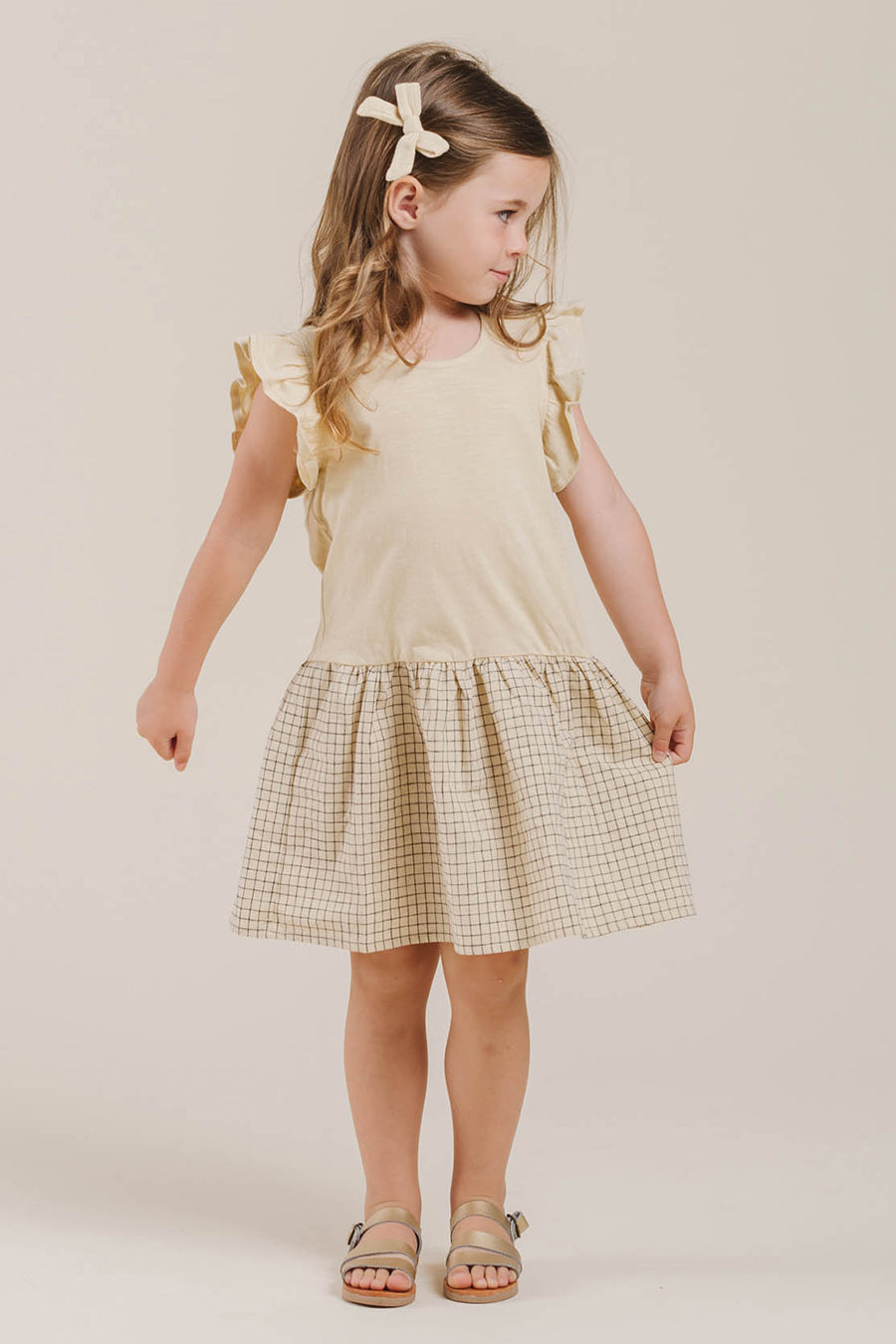Rylee + Cru Grid Coury Girls Dress - Stylish & Comfortable Cotton Dress for Toddler Girls | Perfect for Playdates, Parties & Everyday Wear