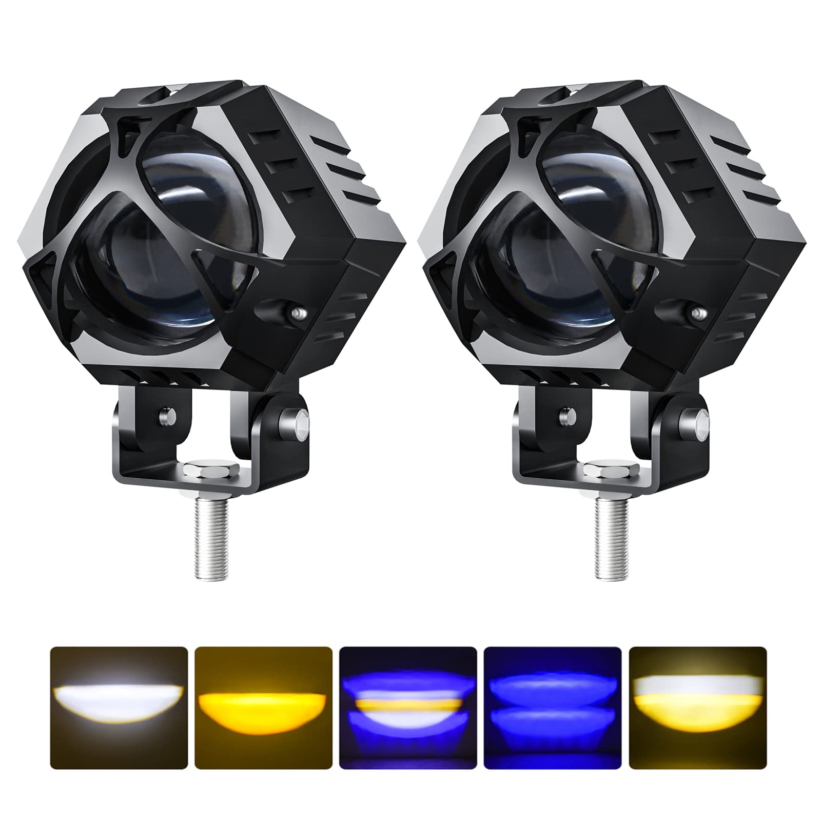 BEAMCORN 36W 4000Lm LED Pod Light Bar - 10 Models for Motorcycle, Golf Cart, ATV, UTV Offroad - Waterproof Spot/Fog/Headlights (12V-48V) [2PCS] - Perfect for Night Riding, Hunting & Outdoor Adventures