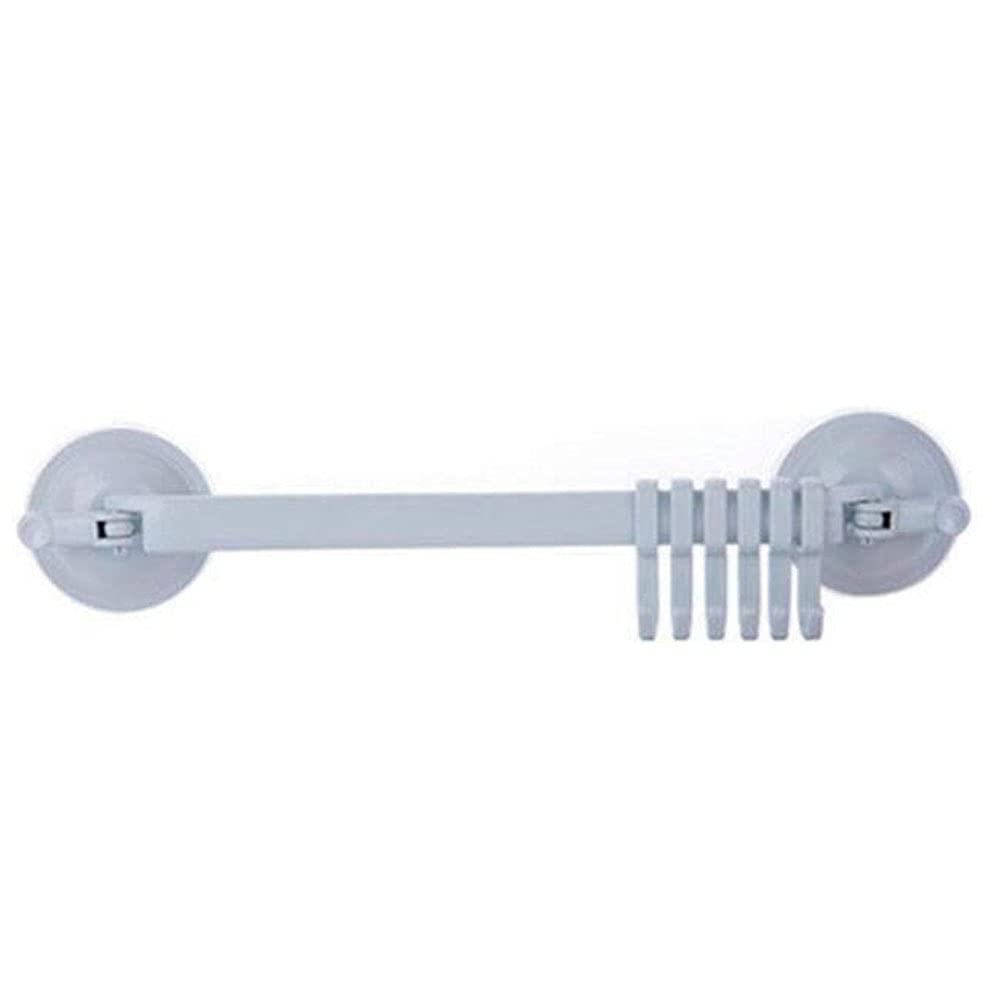 6 Hooks Wall Mounted Hanger - Kitchen & Bathroom Storage - Grey Suction Hooks for Home Organization