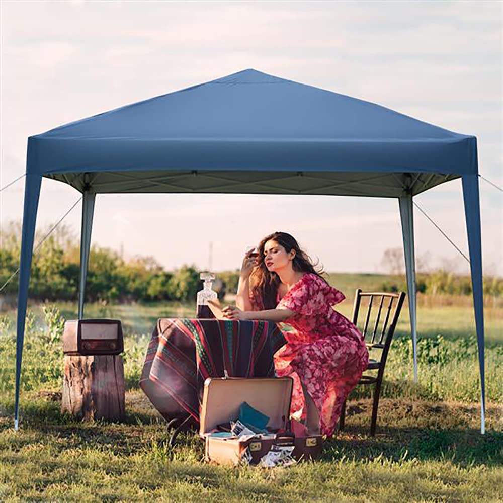 10x10FT Outdoor Pop Up Canopy Tent - Portable Foldable Gazebo with Adjustable Height & Carry Bag - Sun Shade Shelter for Patio, Beach, Camping, Garden, Wedding, Backyard Parties (Blue) - Perfect for Outdoor Events, Picnics & Tailgating
