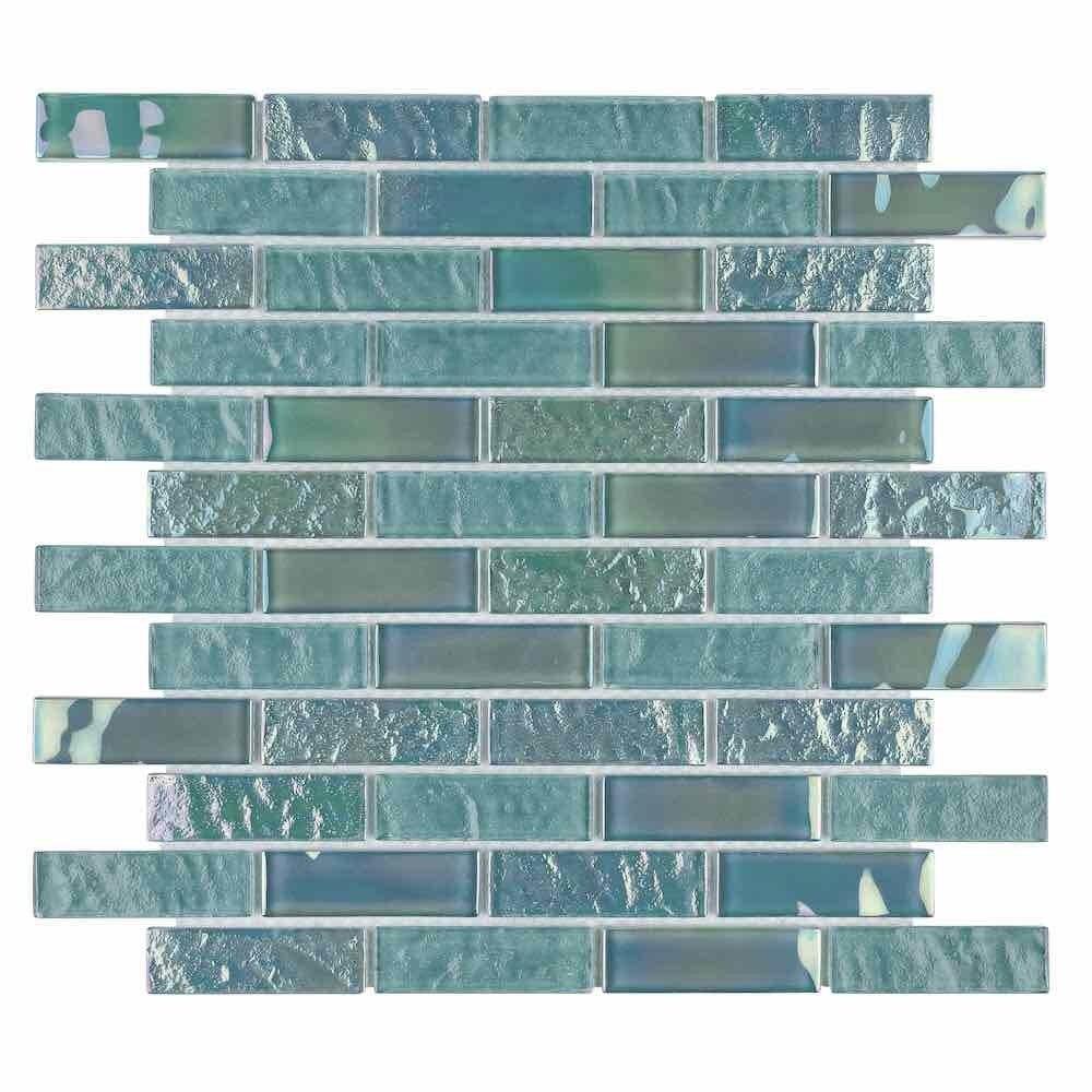 Iridescent Glass Tile Summer Sea Foam 1 x 3 - Stunning Mosaic Tiles for Kitchen Backsplash, Bathroom Wall Decor & DIY Craft Projects