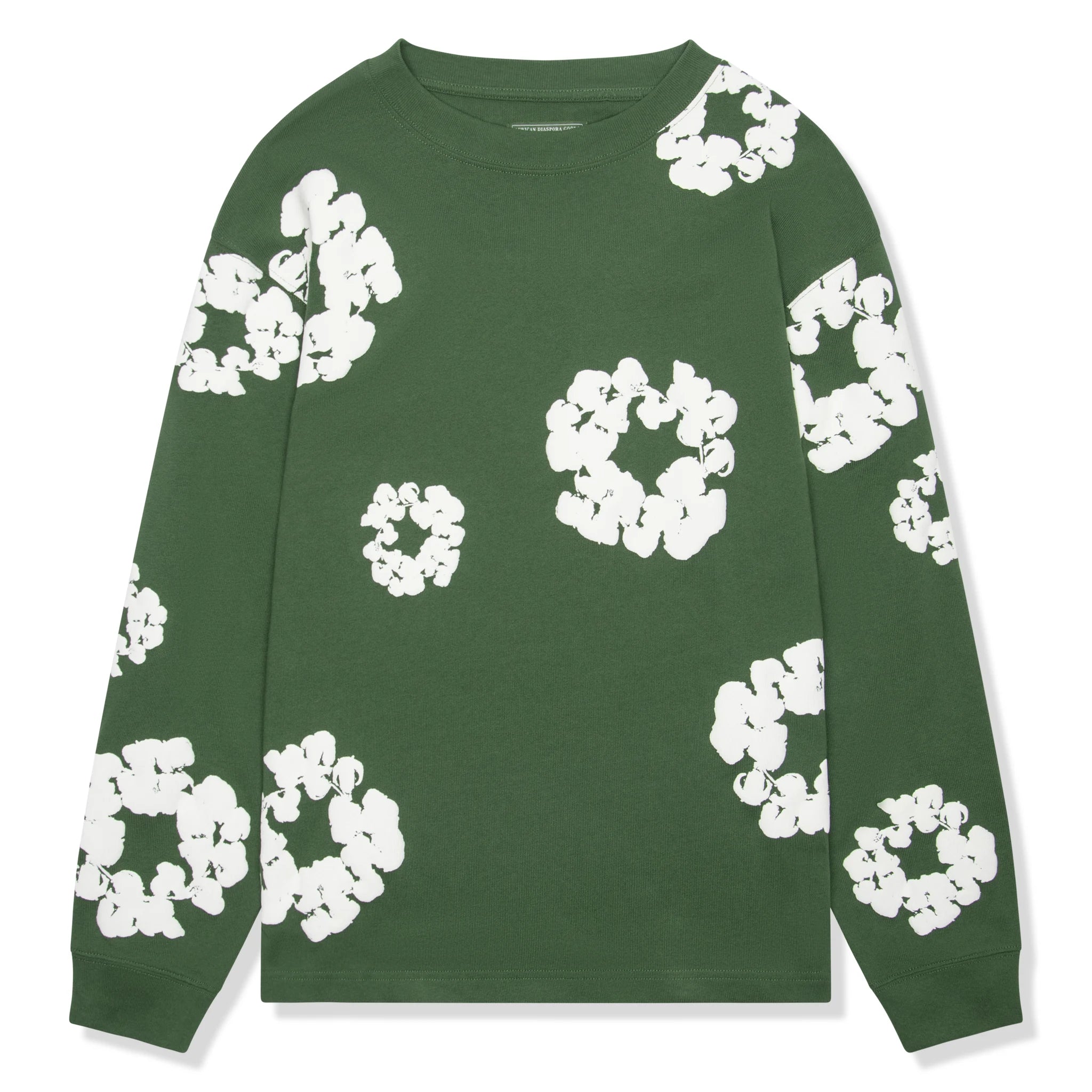 Denim Tears The Cotton Wreath Long Sleeve Green T-Shirt for Men | Vintage Inspired Streetwear Fashion | Perfect for Casual Outfits and Urban Style