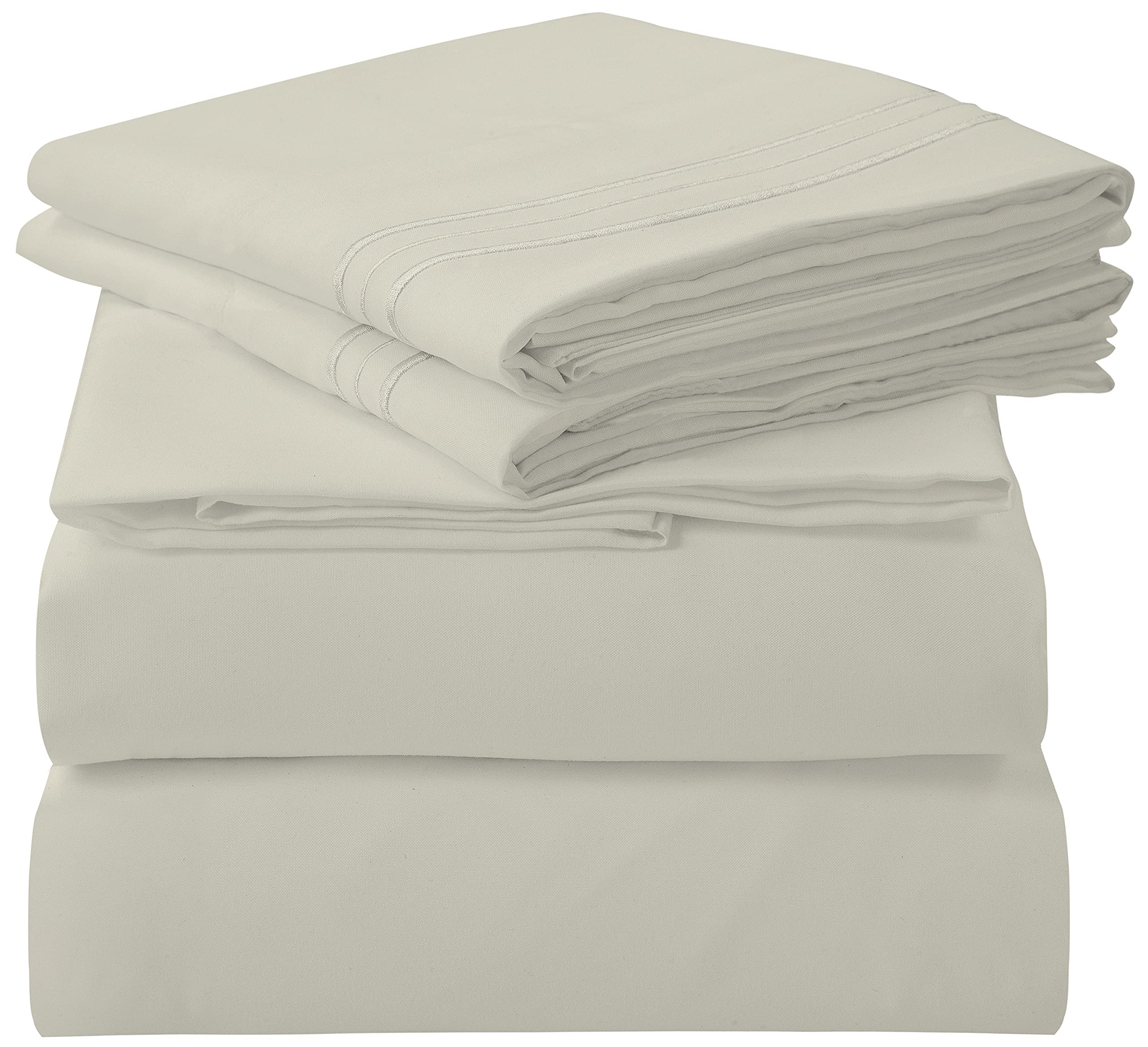Royale Linens 4-Piece Queen Size Bed Sheet Set - Ultra Soft Brushed Microfiber 1800 Thread Count Luxury Bedding - Includes 1 Fitted Sheet, 1 Flat Sheet & 2 Pillowcases - Wrinkle & Fade Resistant - Perfect for Master Bedroom, Guest Room or Vacation Home (Queen, Rock)