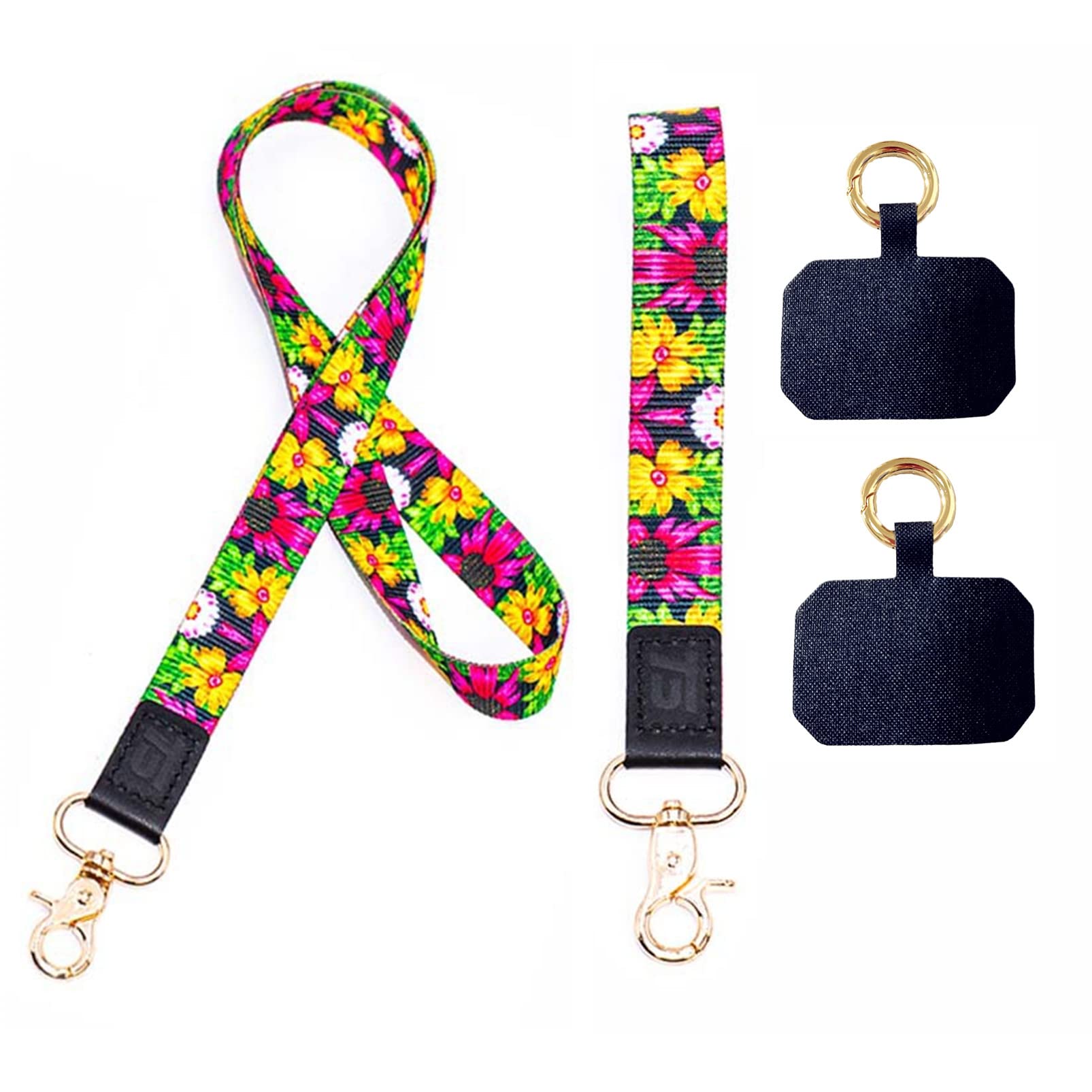 Universal Adjustable Cell Phone Lanyard - Crossbody & Wrist Strap for Smartphones, Keys & ID Cards | Detachable Shoulder Strap & Phone Tether | Compatible with iPhone, Samsung & Most Phones | Floral Design for Work, Travel & Outdoor Activities
