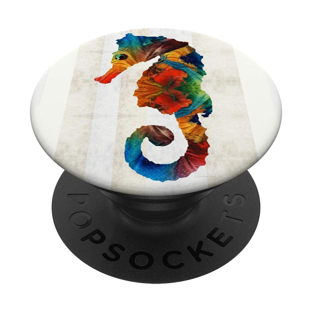 Vibrant Seahorse Art PopSockets PopGrip - Interchangeable Phone & Tablet Stand with Swappable Base | Perfect for Smartphones, E-Readers, and Mobile Devices - Great for Work, Travel, and Everyday Use