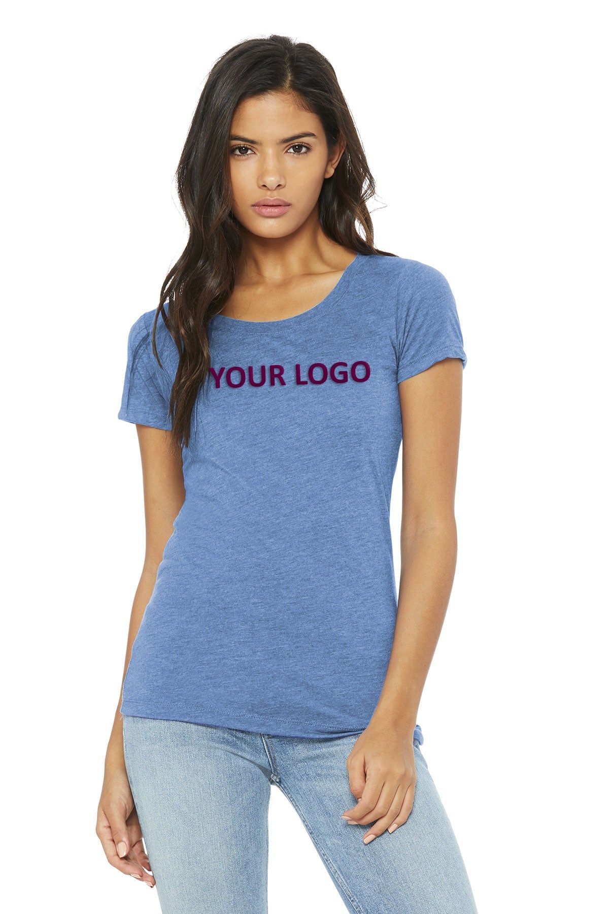 Bella Canvas Women's Triblend T-Shirt - Soft V-Neck Short Sleeve Tee in Light Blue | Perfect for Casual Wear, Layering & Everyday Comfort