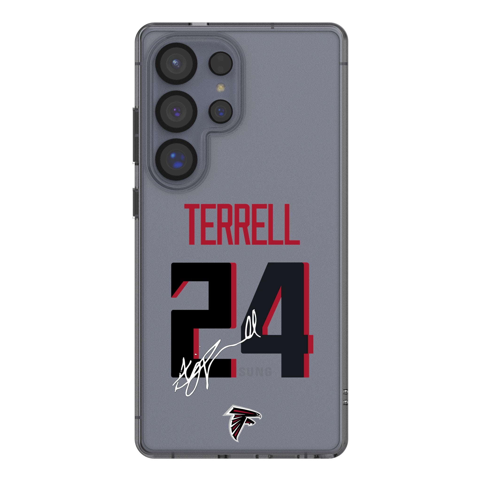 A.J. Terrell Atlanta Falcons 24 Game Tactical Clear Phone Case for Samsung Galaxy - Durable Protective Cover for Football Fans & Game Day Support