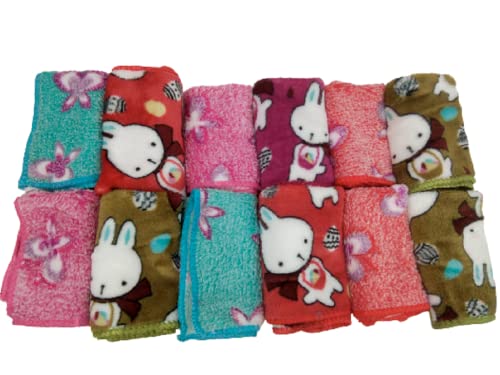 KALPANA Combo 8316 12-Pack Multicolor Cotton Face & Hand Towels - Soft Bathroom Towels for Men & Women - Absorbent Handkerchiefs for Gym, Travel, Spa & Daily Use