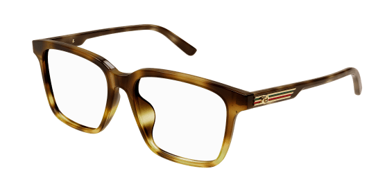 Gucci GG1293OA 003 Havana Clear Rectangle Men's Eyeglasses - Stylish Prescription Glasses for Men with UV Protection - Perfect for Work, Driving & Everyday Wear