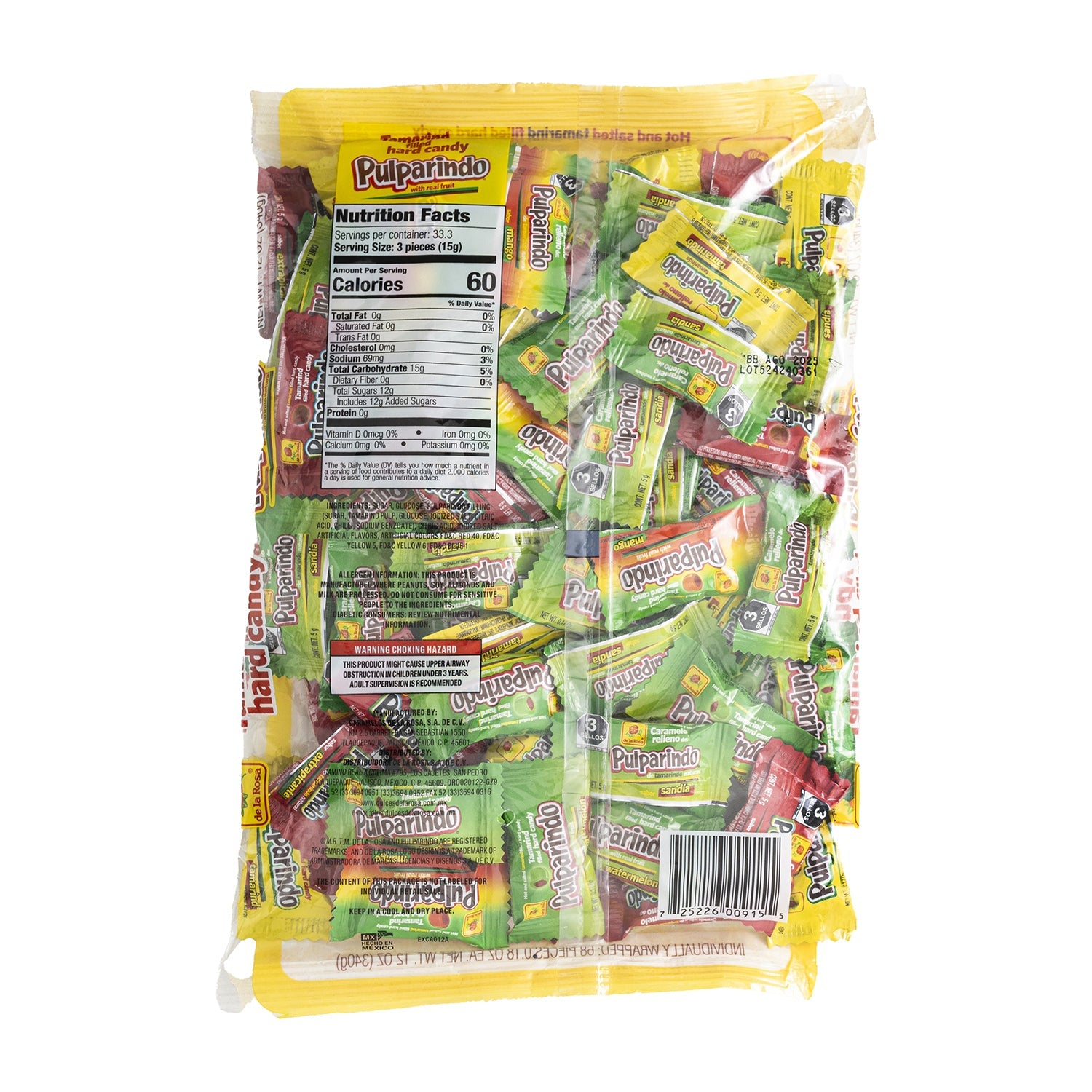 De La Rosa Pulparindo Hard Candy Tamarind Flavor | 68ct Bulk Bag | Mexican Candy for Parties, Gifts & Snacking
